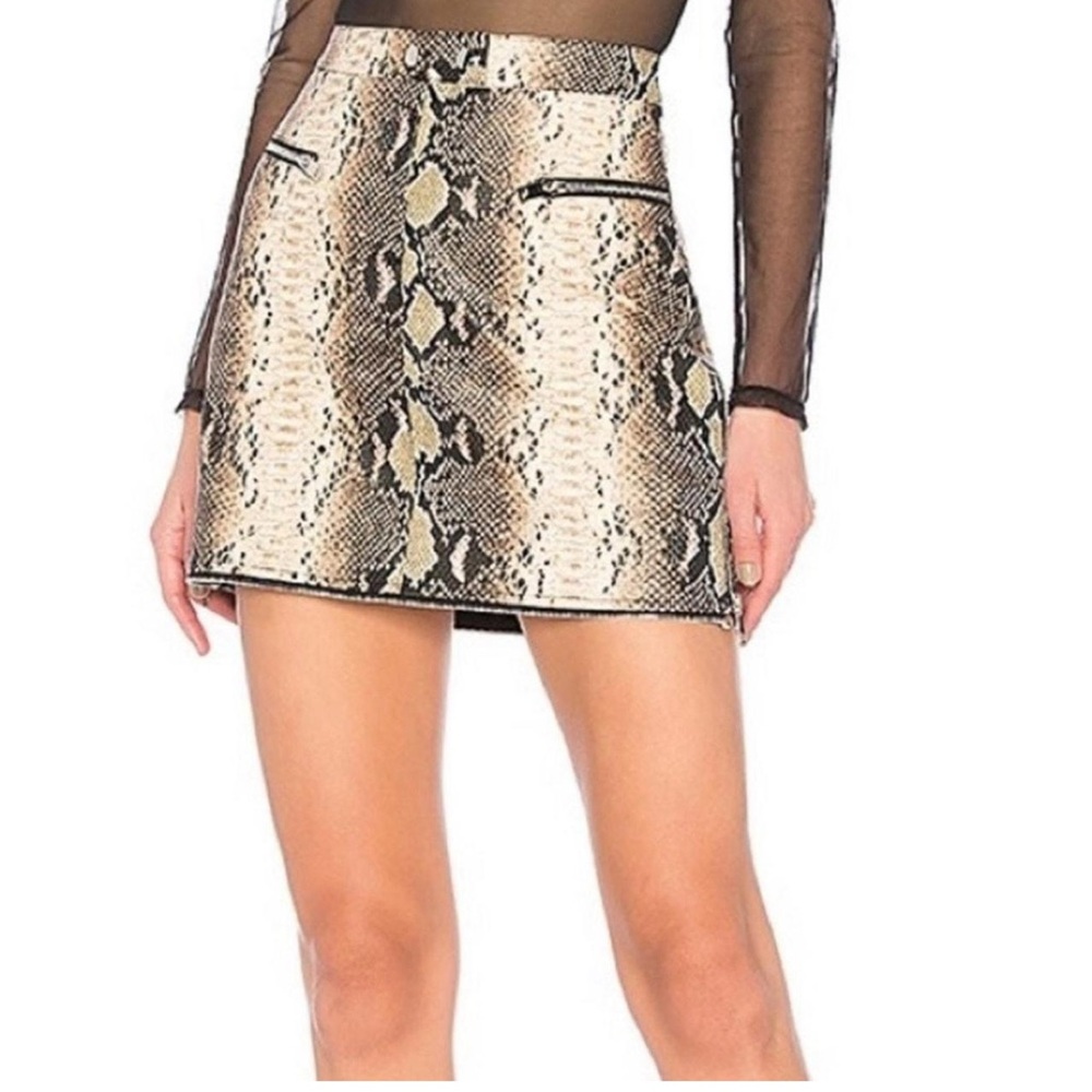 I.AM.GIA Y2K Reptile snake skin jagger mini skirt vegan leather zippers size S
